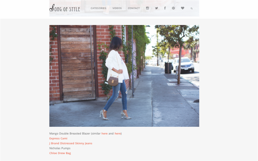 Screenshot of Song of Style blog