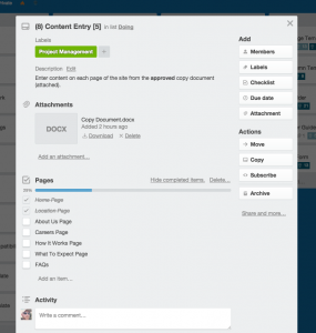 Example of a Trello card fully documented