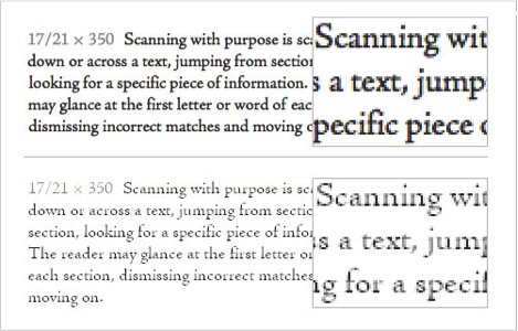 Screenshot showing how a font appears in two different browsers. One version appears to be washed out.