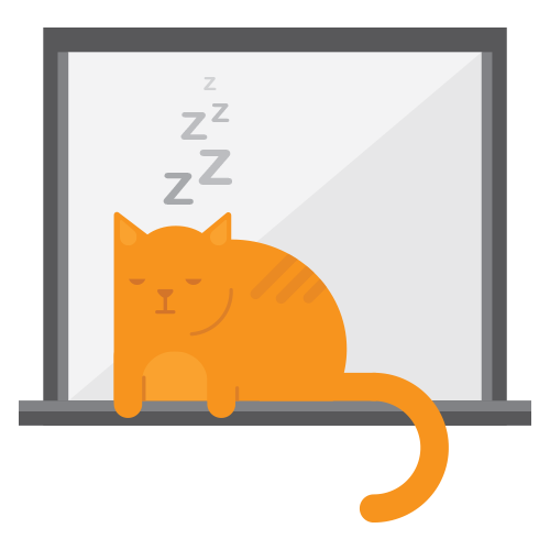 Stylized image of a cat sleeping on a window sill