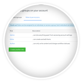 Roles And Permissions dialog on the GetContact website