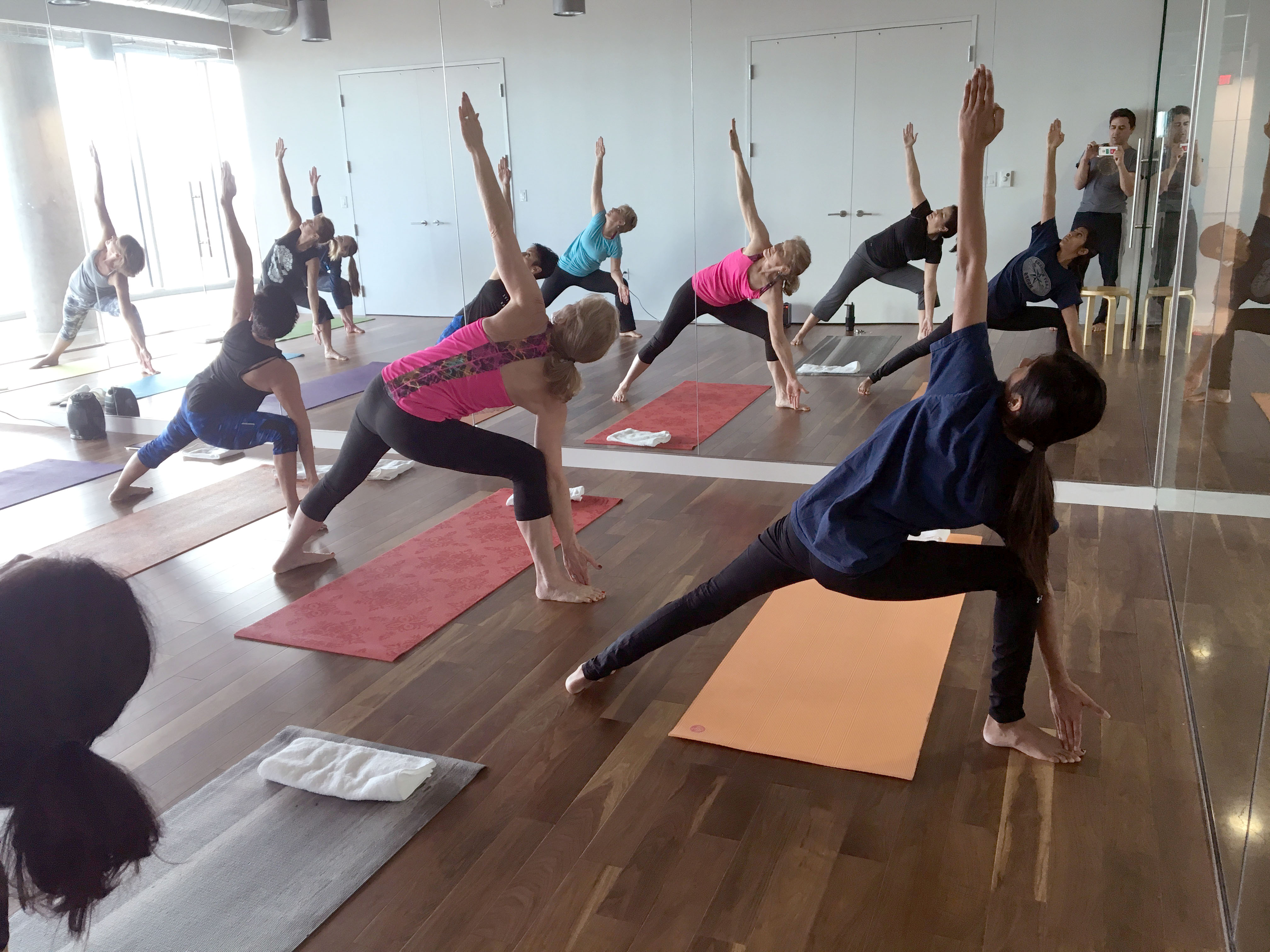 Photo of a yoga class.