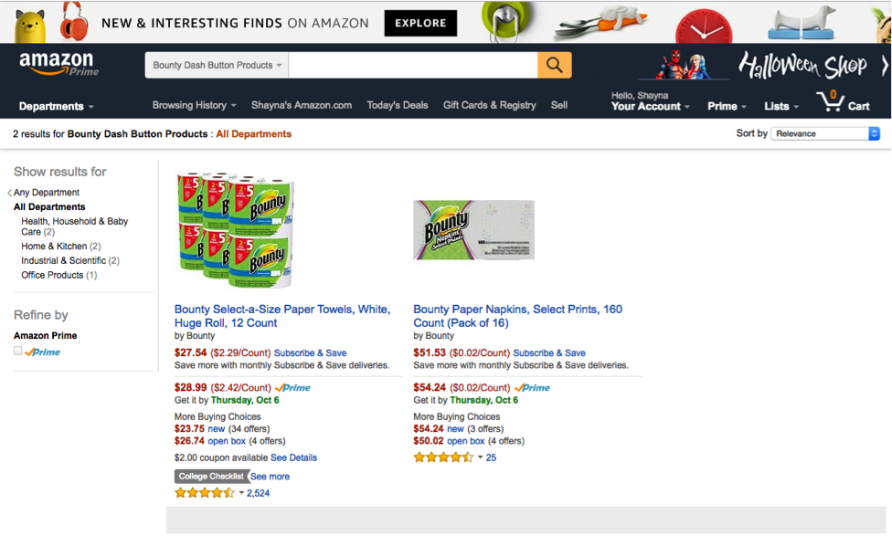 Screenshot of a shopping page on Amazon.com
