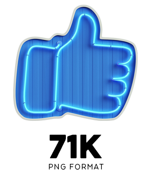 PNG thumbs-up neon "like" sign at 71K