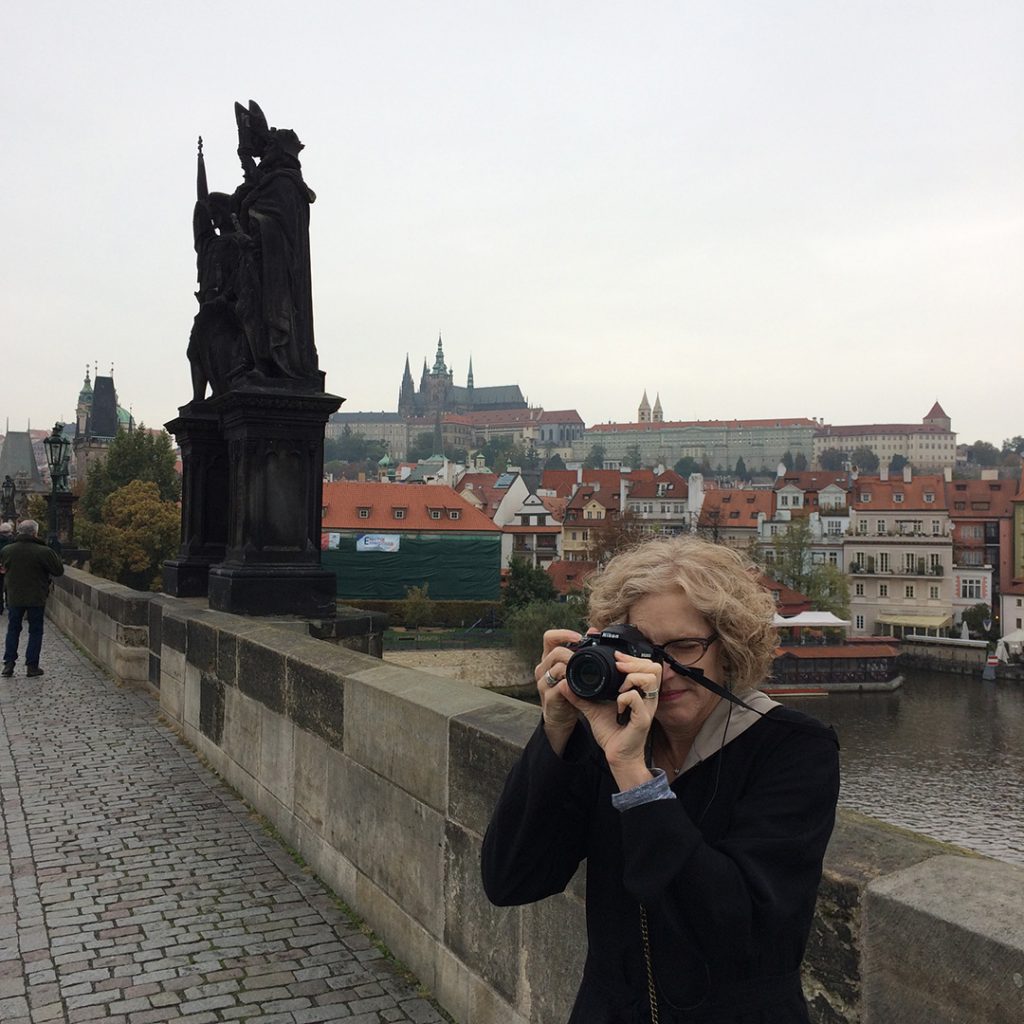 Nancy Hogan at the Charles Bridge in Prague