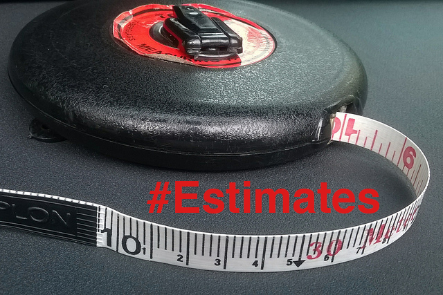 tape measure with #Estimates hashtag