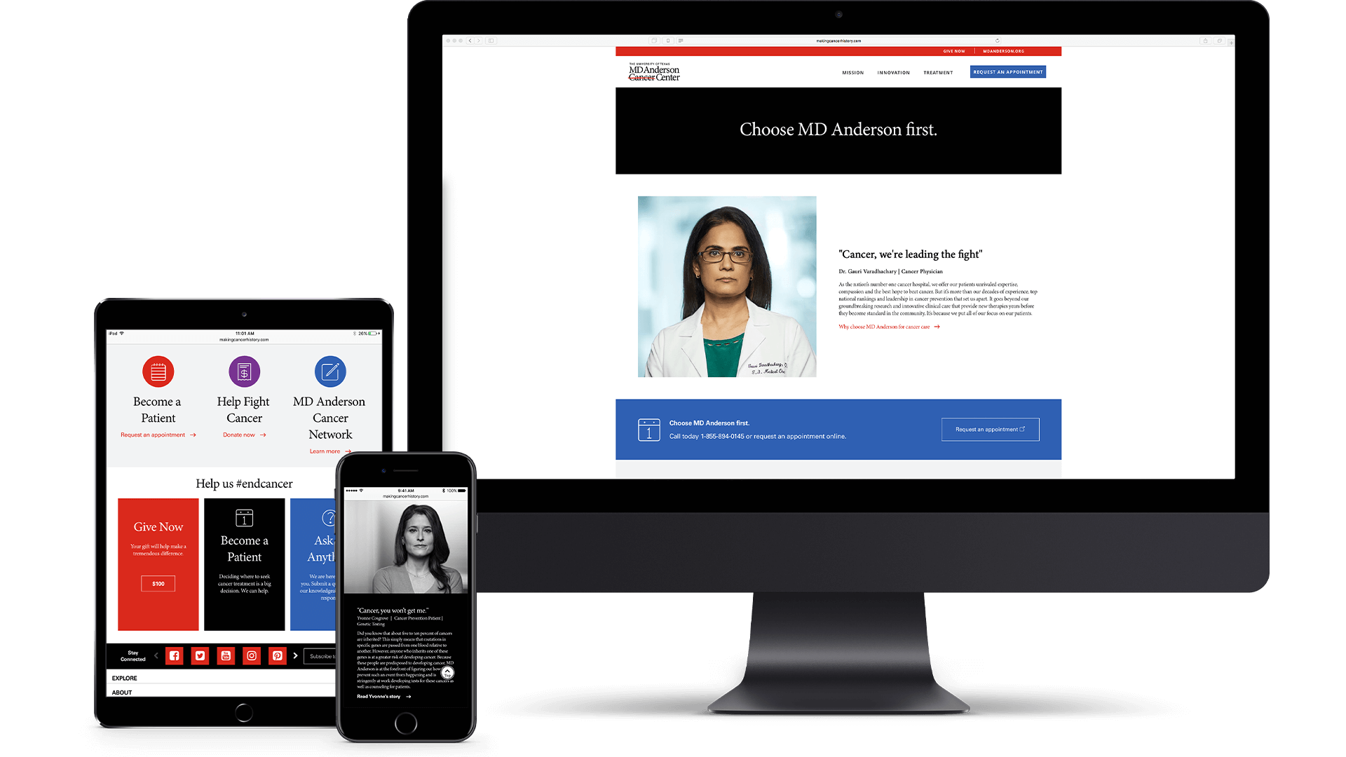 MD Anderson website displayed on desktop screen