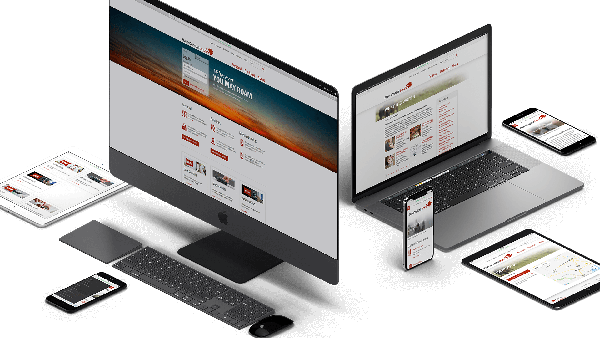 PlainsCapital Bank website on mobile and desktop screens
